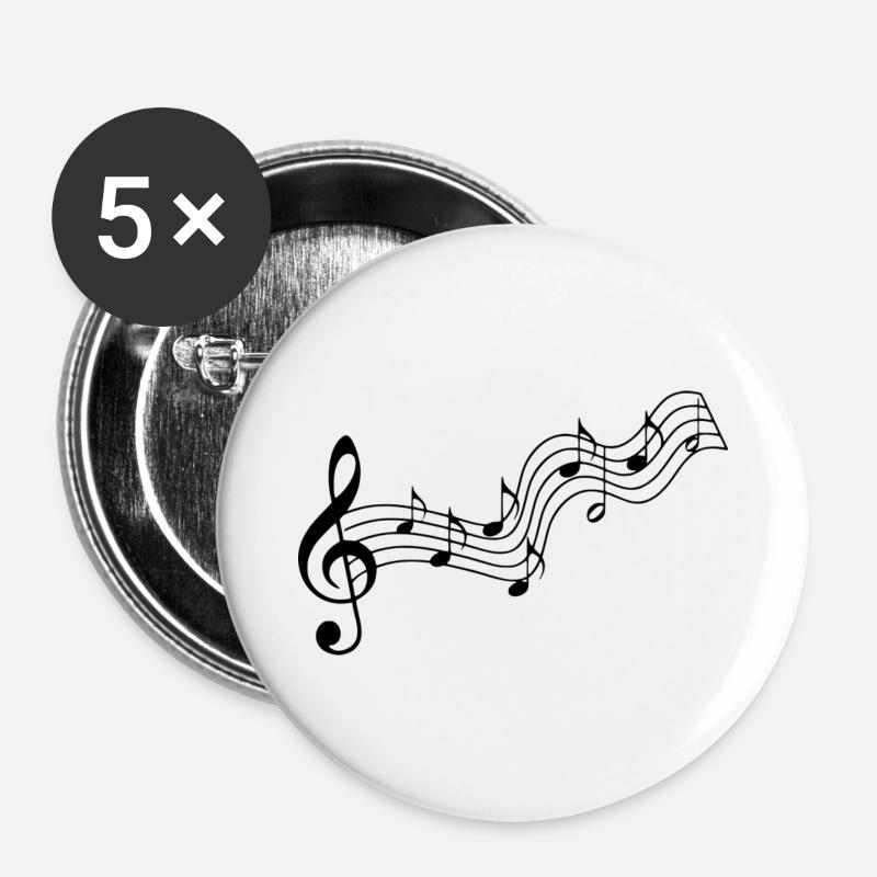 music - Buttons small 1''/25 mm (5-pack) - white