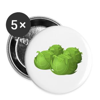 salade - Lot de 5 petits badges (25 mm) - blanc - Devant