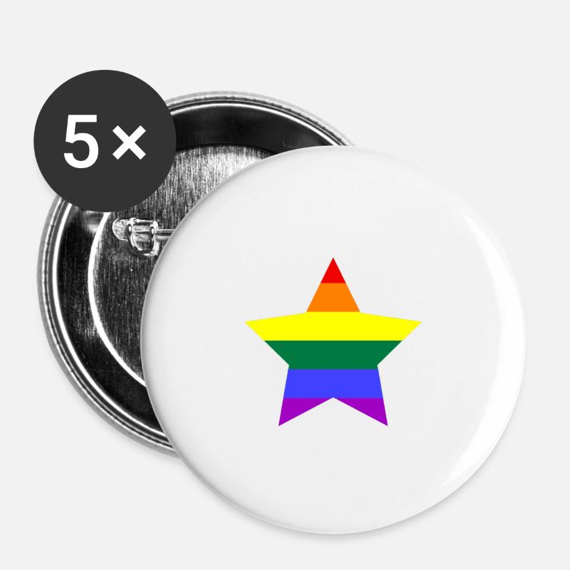 Rainbow star - Buttons small 1''/25 mm (5-pack) - white
