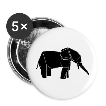 elephant elephant origami art paper fold - Buttons small 1''/25 mm (5-pack) - white - Front