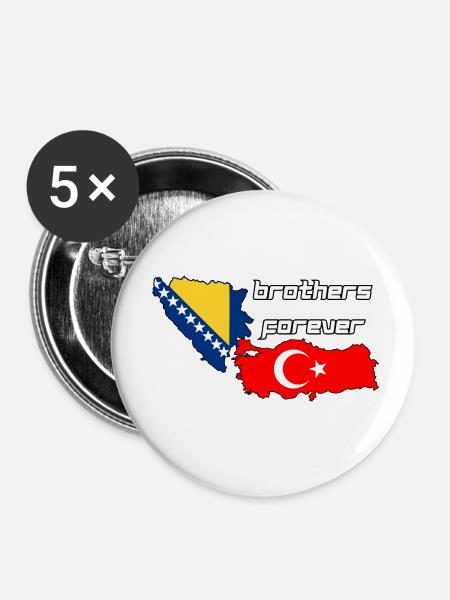 Bosnia & Turkey - Buttons klein 25 mm (5er Pack) - Weiß