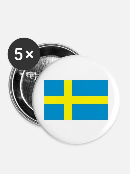 Flag of Sweden - Buttons klein 25 mm (5er Pack) - Weiß