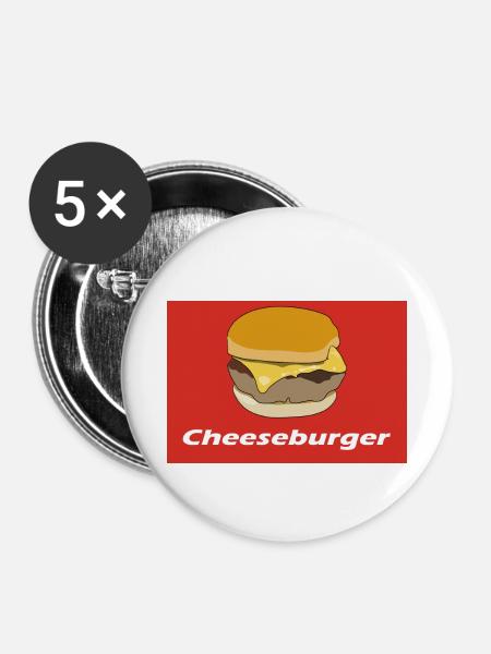 Cheeseburger - Buttons klein 25 mm (5er Pack) - Weiß