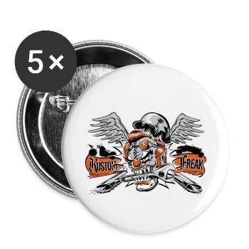 Kustom Freak - Buttons klein 25 mm (5er Pack) - Weiß - Vorne
