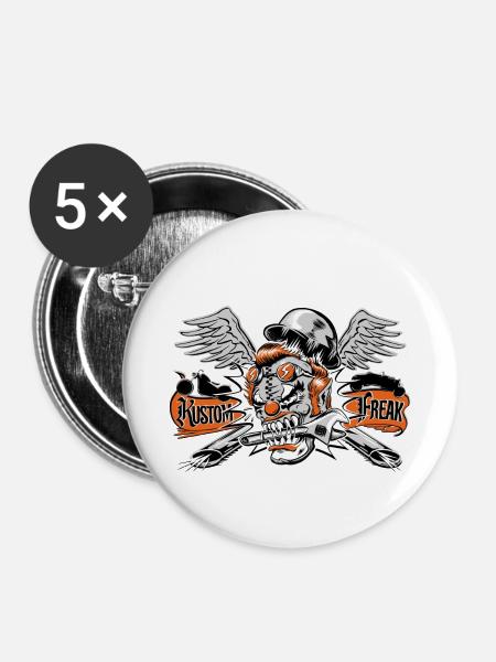 Kustom Freak - Buttons klein 25 mm (5er Pack) - Weiß