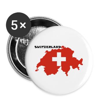 Suisse, Suisse - Lot de 5 petits badges (25 mm) - blanc - Devant