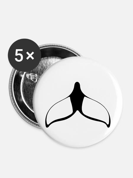 Flosse - Buttons klein 25 mm (5er Pack) - Weiß