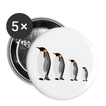 Groupe de manchots empereurs - Lot de 5 petits badges (25 mm) - blanc - Devant