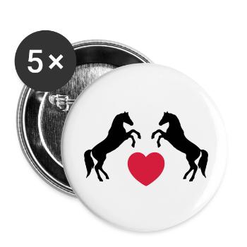 Two wild horses with heart - this design lets you - Buttons small 1''/25 mm (5-pack) - white - Front