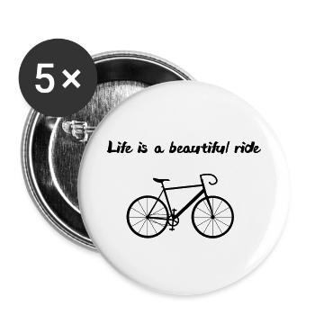 Life is a beautiful ride bike - Buttons small 1''/25 mm (5-pack) - white - Front