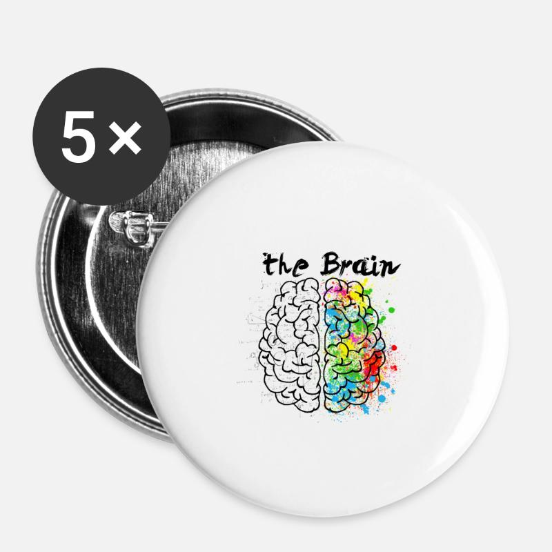 The Brain - Buttons klein 25 mm (5er Pack) - Weiß