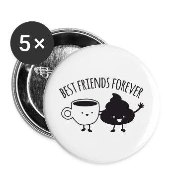 Best Firends Forever BFF Coffee and Poop - Buttons small 1''/25 mm (5-pack) - white - Front