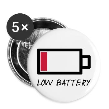 low battery - niedriger Akkustand erschöpft Vektor - Buttons klein 25 mm (5er Pack) - Weiß - Vorne
