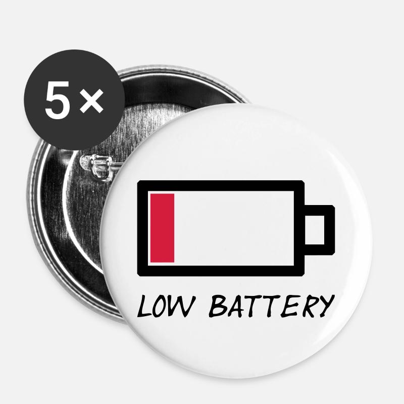 low battery - low battery exhausted vector - Buttons small 1''/25 mm (5-pack) - white