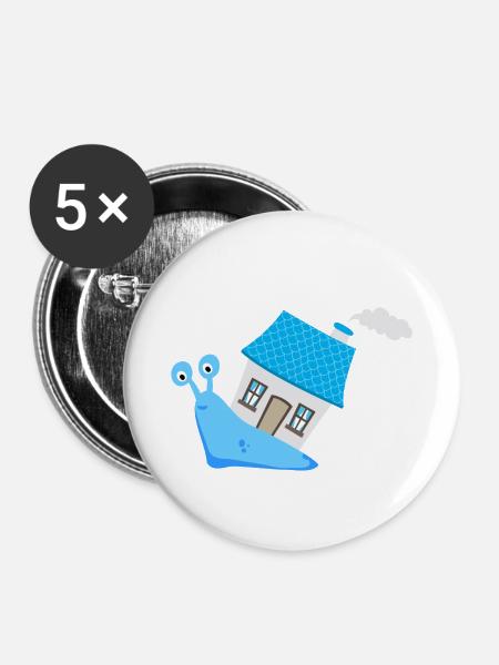 HausTier (Blue-Slug-Edition) - Buttons klein 25 mm (5er Pack) - Weiß