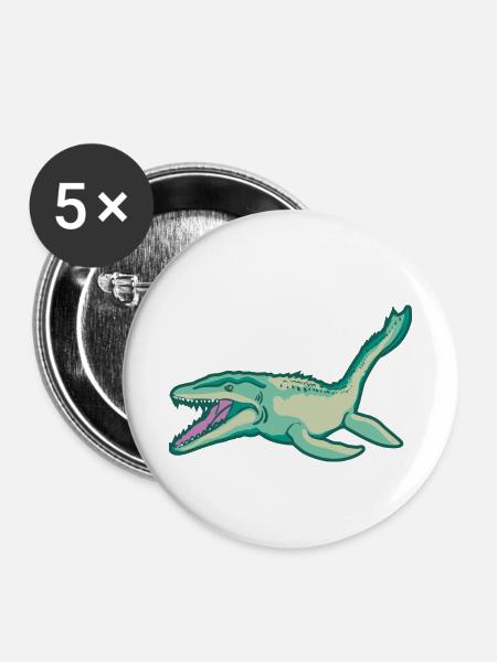 Plesiosaurus Dinosaurier Dino Urzeit Geschenkidee - Buttons klein 25 mm (5er Pack) - Weiß