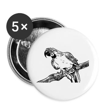 Papagei - Buttons klein 25 mm (5er Pack) - Weiß - Vorne