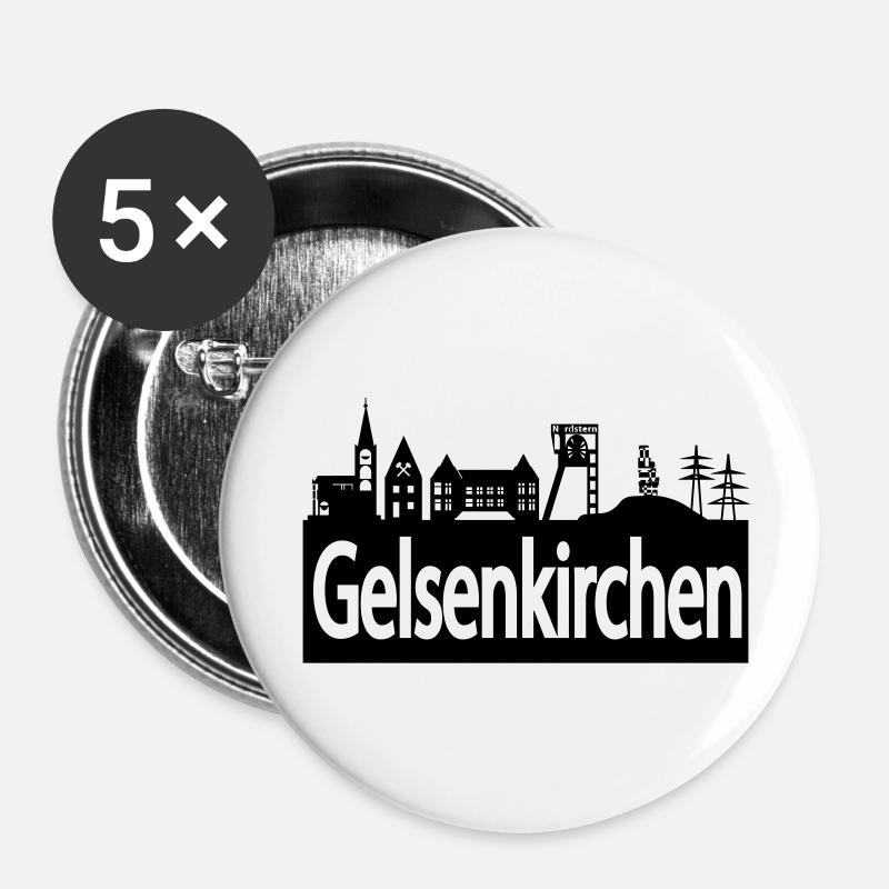 Skyline Gelsenkirchen - Buttons small 1''/25 mm (5-pack) - white