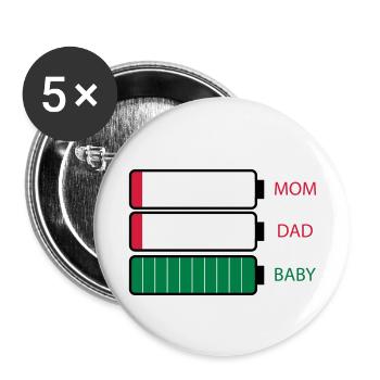 Parents vider la batterie - Lot de 5 petits badges (25 mm) - blanc - Devant