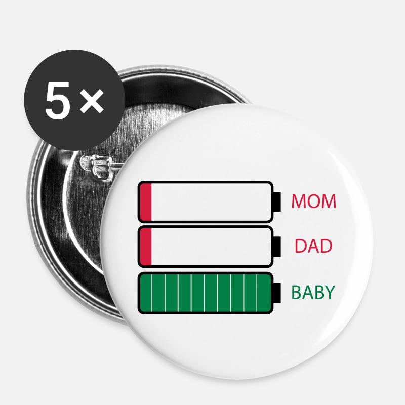 Parents empty battery - Buttons small 1''/25 mm (5-pack) - white