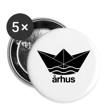 Cooles Århus Aarhus conception de bateau en papier - Lot de 5 petits badges (25 mm) - blanc - Devant