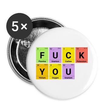 Fuck You Chemie Elemente Periodensystem - Buttons klein 25 mm (5er Pack) - Weiß - Vorne