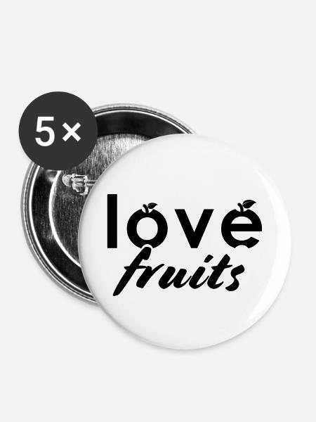 love fruits - Buttons klein 25 mm (5er Pack) - Weiß