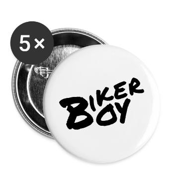 Biker Boy Schrift, Schriftzug , Geschenkidee - Buttons klein 25 mm (5er Pack) - Weiß - Vorne