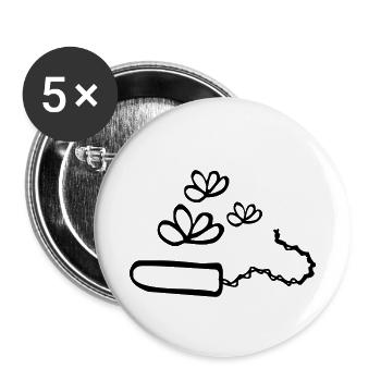 Bon tampon Vilain et fort. girl Power - Lot de 5 petits badges (25 mm) - blanc - Devant
