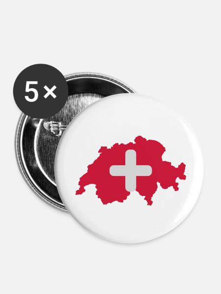 swiss_rq2 - Buttons klein 25 mm (5er Pack) - Weiß