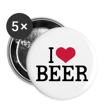 Funny Beer - I Love Beer - Buttons small 1''/25 mm (5-pack) - white - Front