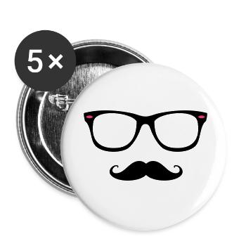I love moustache hype - Lot de 5 petits badges (25 mm) - blanc - Devant