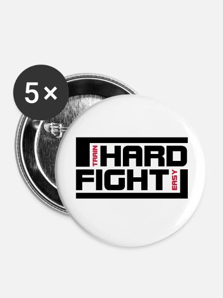 hard fight - Buttons klein 25 mm (5er Pack) - Weiß