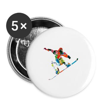 snowboarder - Lot de 5 petits badges (25 mm) - blanc - Devant