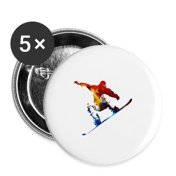 snow boarder 2 - Buttons klein 25 mm (5er Pack) - Weiß - Vorne