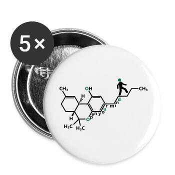 THC Molecule - Buttons small 1''/25 mm (5-pack) - white - Front