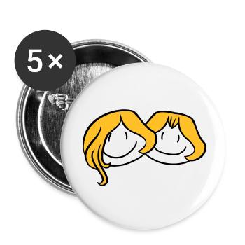 sisters head face girlfriend 2 friends team ge - Buttons small 1''/25 mm (5-pack) - white - Front
