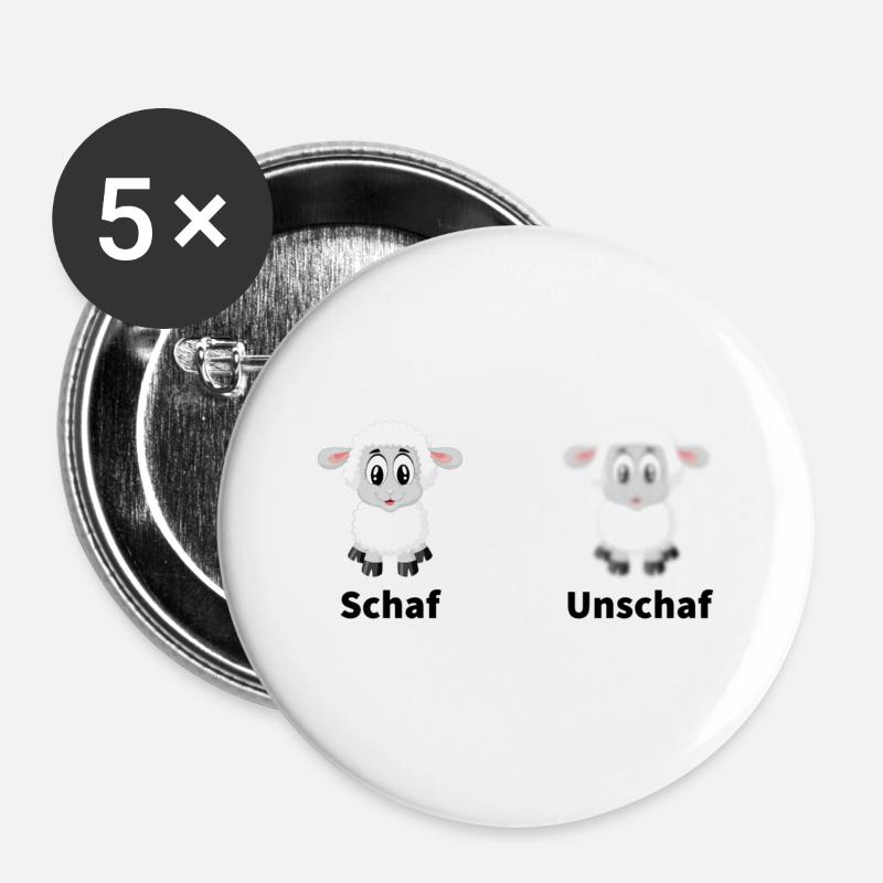 Sheep - Unschaf - Buttons small 1''/25 mm (5-pack) - white