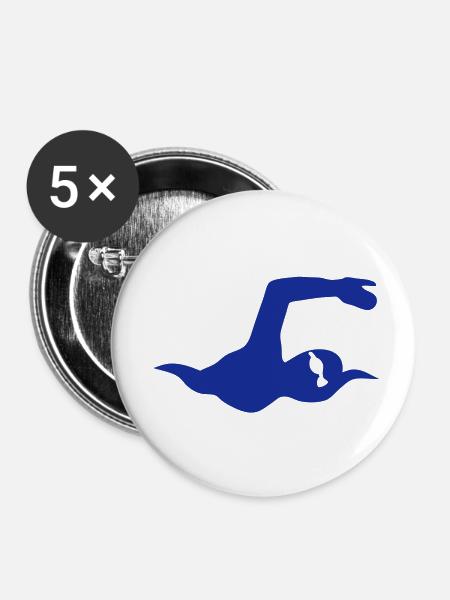 Schwimmen Tauchen Baden lunette2 - Buttons klein 25 mm (5er Pack) - Weiß