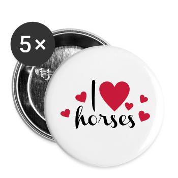 cheval - Lot de 5 petits badges (25 mm) - blanc - Devant