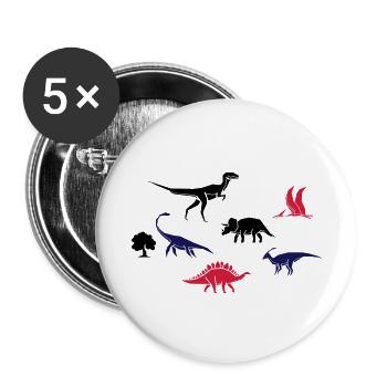 Des dinosaures pour les enfants - Lot de 5 petits badges (25 mm) - blanc - Devant