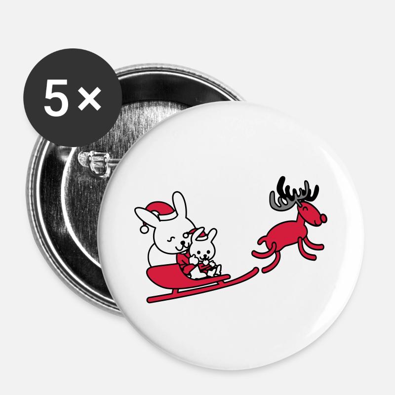 Motif de Noël - Lot de 5 petits badges (25 mm) - blanc