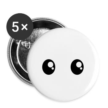 Lustige Comic Cartoon Augen Witzig Geschenk Frech - Buttons klein 25 mm (5er Pack) - Weiß - Vorne