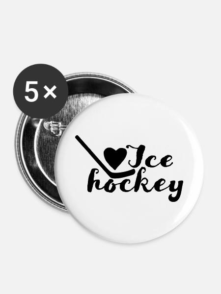 I love Ice hockey - Buttons klein 25 mm (5er Pack) - Weiß