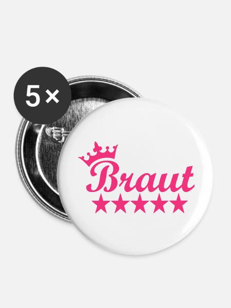 Braut - Buttons klein 25 mm (5er Pack) - Weiß