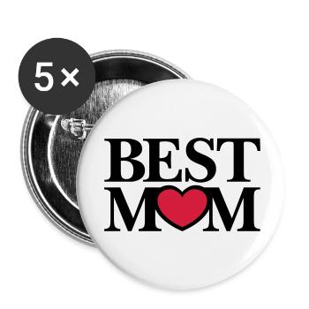 Best Mom - Buttons klein 25 mm (5er Pack) - Weiß - Vorne