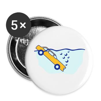 Diving Car - Buttons klein 25 mm (5er Pack) - Weiß - Vorne