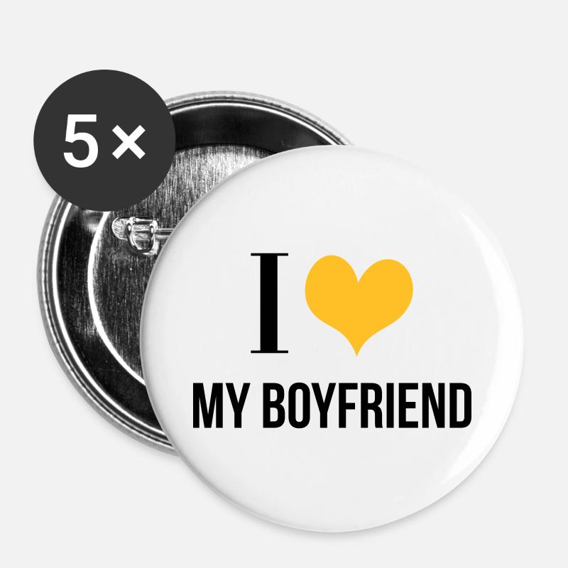I Love My Boyfriend - Buttons small 1''/25 mm (5-pack) - white