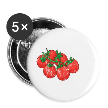 Retro vintage grunge style tomatoes - Buttons small 1''/25 mm (5-pack) - white - Front