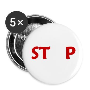 Hand Stop in ROT Weiß - Buttons klein 25 mm (5er Pack) - Weiß - Vorne